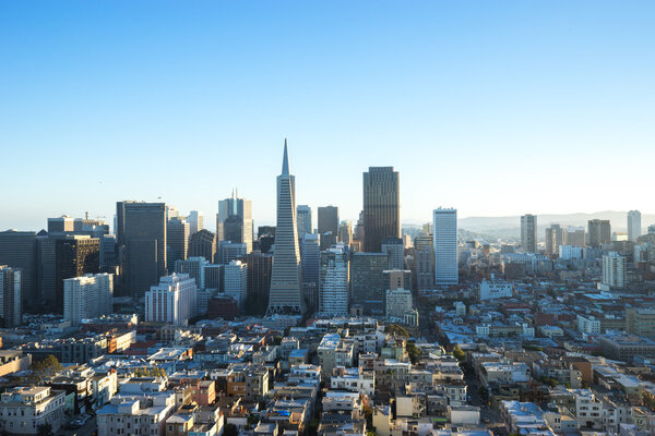 Cityscape and skyline of San Francisco in sunny day