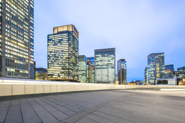 modern office buildings in downtown of Tokyo