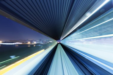 hareket tren tünel Tokyo içinde geceleri bulanıklık
