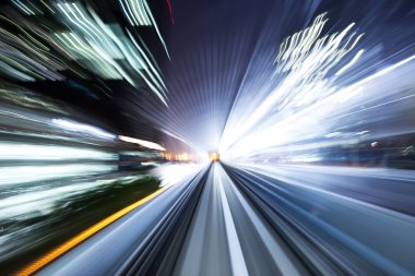 hareket tren tünel Tokyo içinde geceleri bulanıklık
