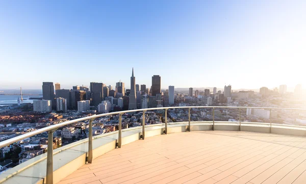 Empty floor with cityscape and skyline of San Francisco — Stock Photo, Image