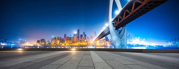 Night scence of Chongqing from empty floor — Stock Photo, Image