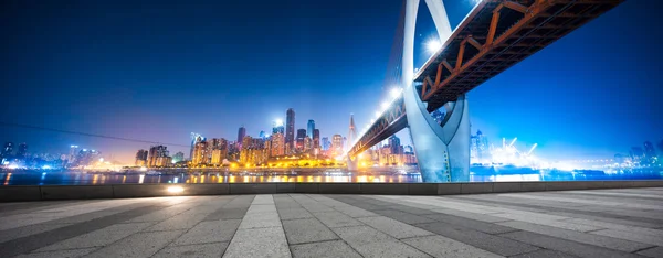 Night scence of Chongqing from empty floor — Stock Photo, Image