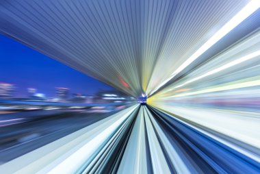 demiryolu parça ve Tokyo cityscape gelen hızlı tren