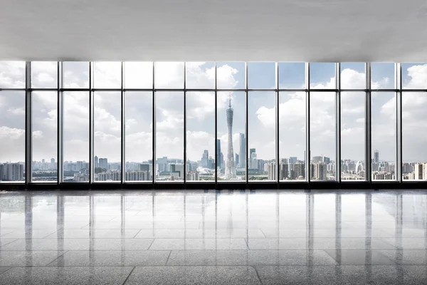 Paisaje urbano y horizonte de Guangzhou desde la ventana — Foto de Stock