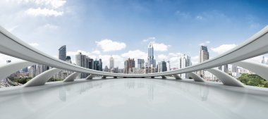 Cityscape ve Şanghay soyut penceresinden manzarası