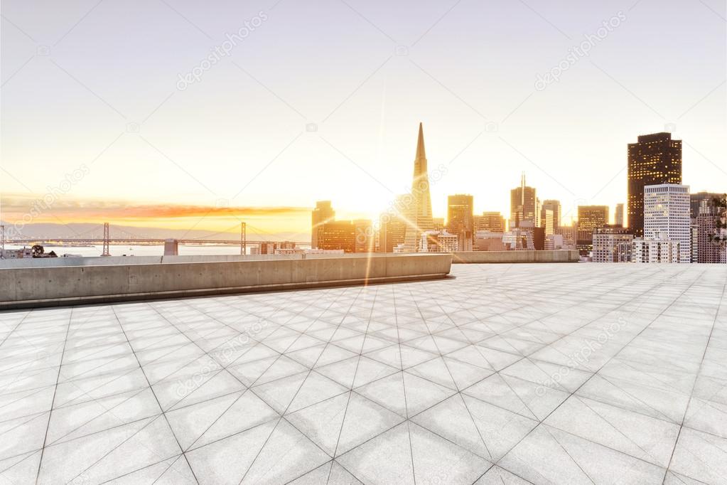 cityscape and skyline of San Francisco from floor