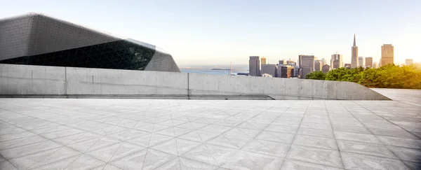 Cityscape and skyline of San Francisco at sunrise from floor — Stock Photo, Image