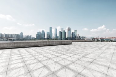 Cityscape ve Şanghay tuğla yerden manzarası