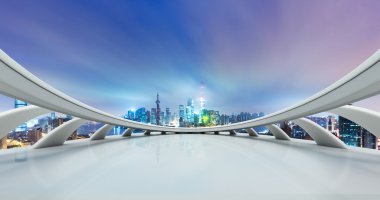 Cityscape ve Şanghay tuğla yerden manzarası