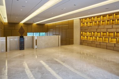 Modern ofis, üst sınıf dekorasyonu ile koridor