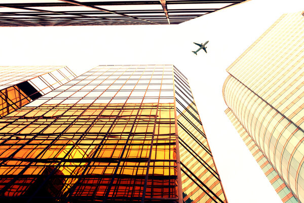 Skyscraper with a airplane silhouette