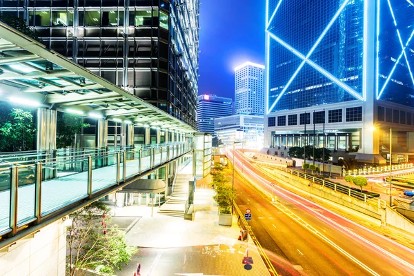 Urban city traffic light trails at night — Stock Photo, Image