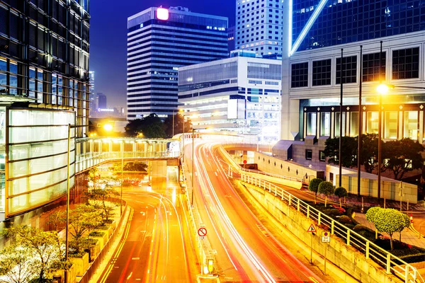 Urban city traffic light trails at night — Stock Photo, Image