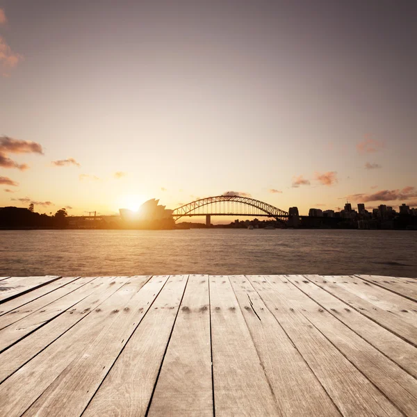 Tablero de madera y puntos de referencia de Sydney — Foto de Stock