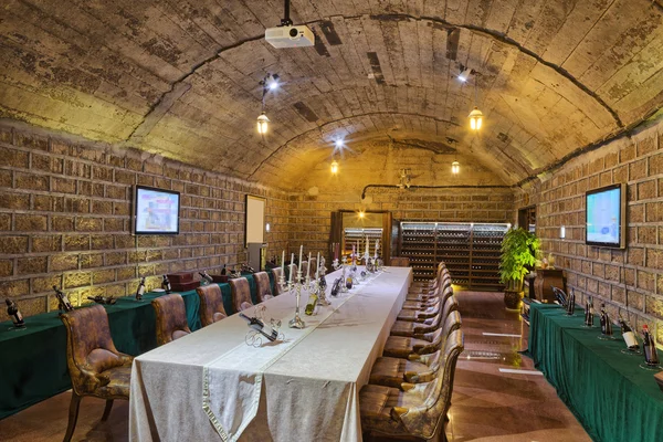 Wine tasting room in basemen — Stok Foto