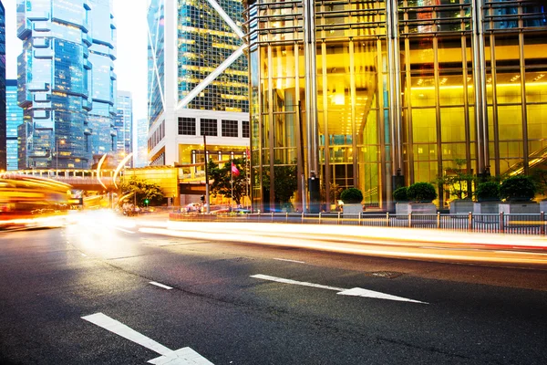 Cityscape and traffic trails on the road of modern city — Stock Photo, Image