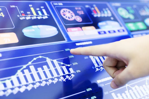 Te klikken en analyse bedrijf financieel verslag — Stockfoto