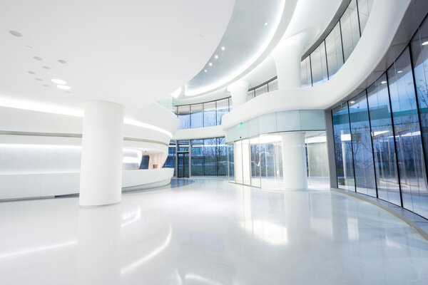 Futuristic modern office building interior