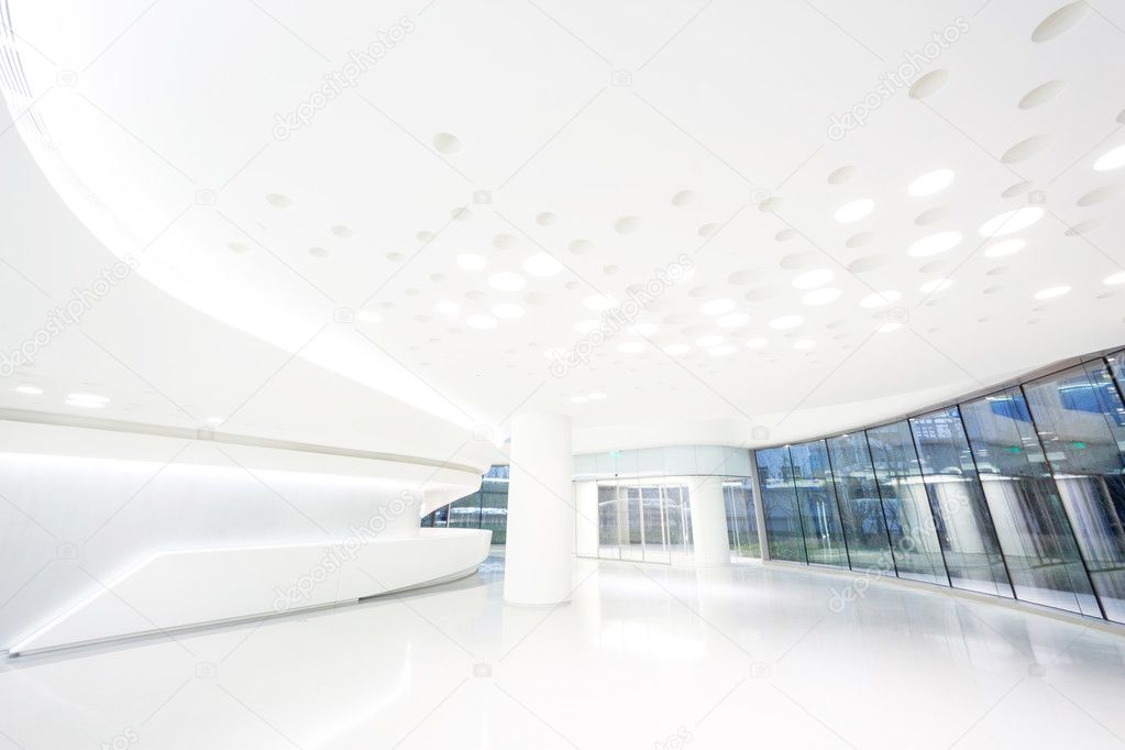 Futuristic modern office building interior