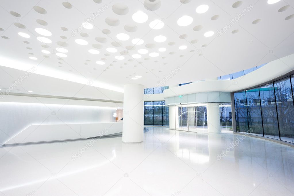 Futuristic modern office building interior