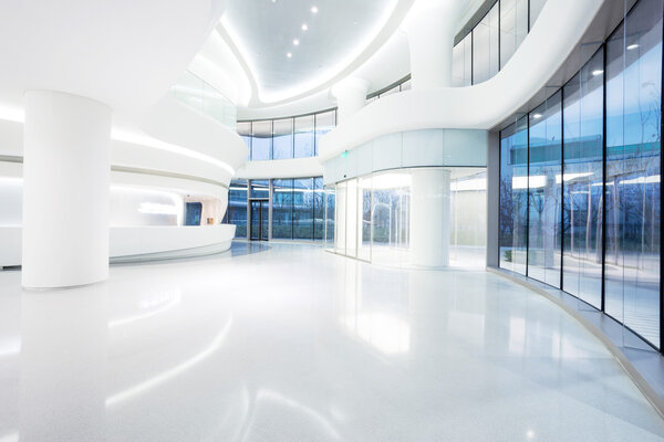 Futuristic modern office building interior