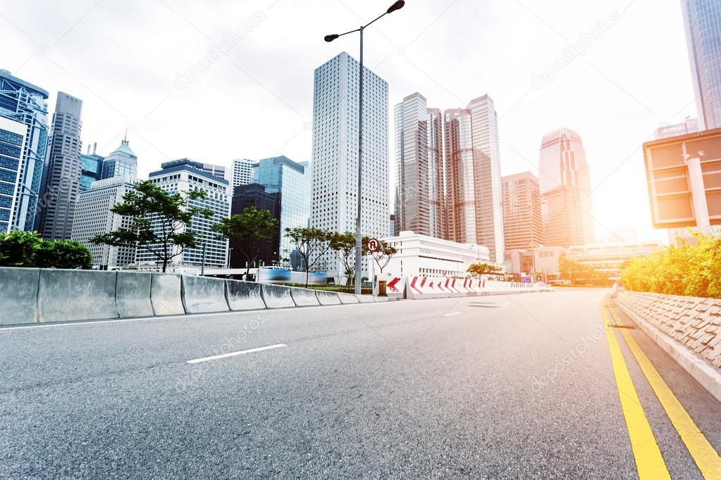 Modern cityscape and road