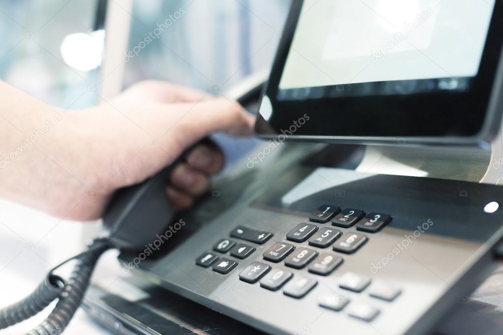 hand using videophone on exhibition.