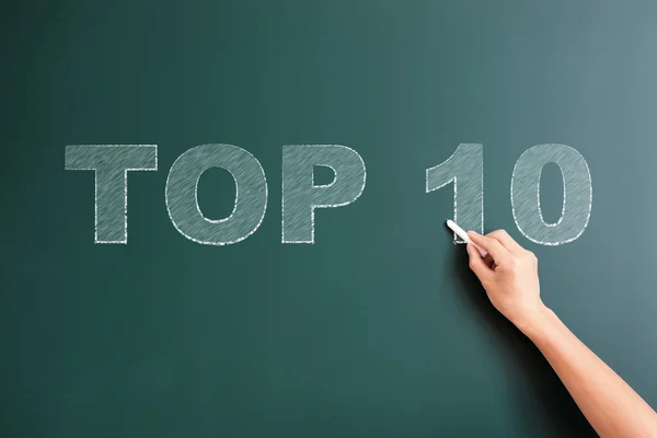 Topo 10 escrito no quadro negro — Fotografia de Stock