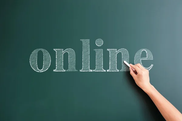 Online written on blackboard — Stock Photo, Image