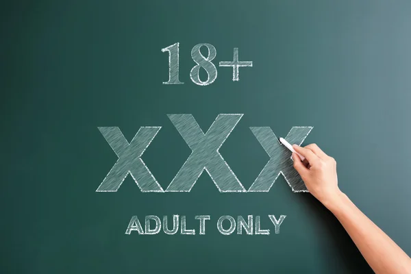 18 plus adult only written on blackboard — Stock Photo, Image