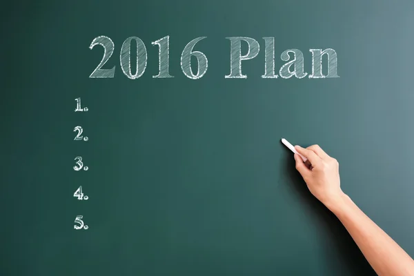 Plan 2016 écrit sur tableau noir — Photo