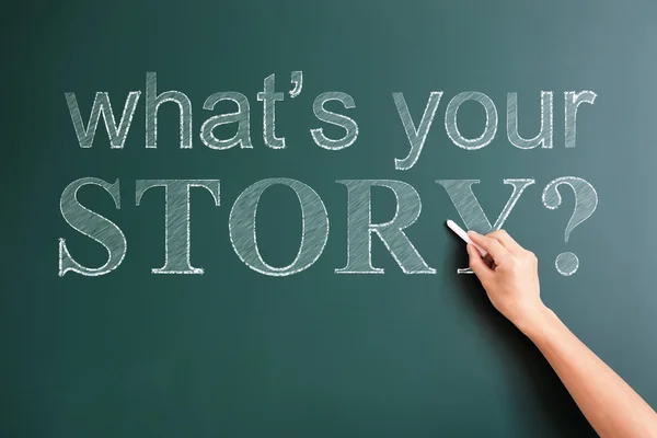 What's your story written on blackboard — Stock Photo, Image