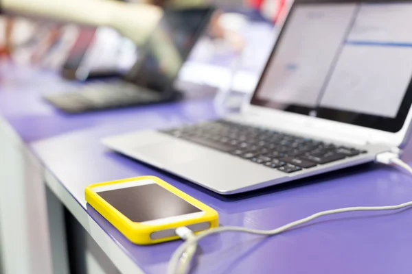 Modern laptop on technology exhibition — Stock Photo, Image