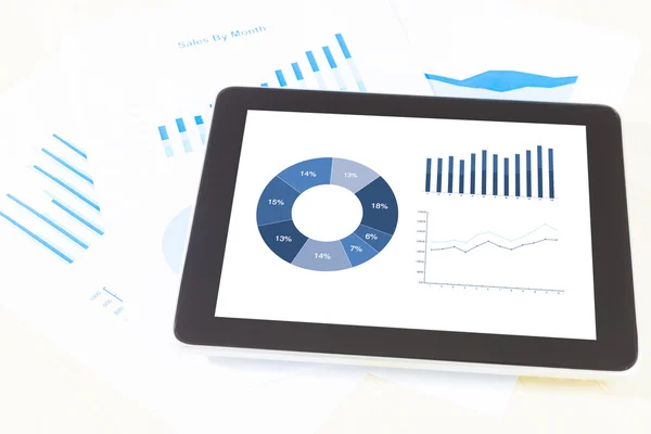 Digital tablet with financial chart report — Stock Photo, Image