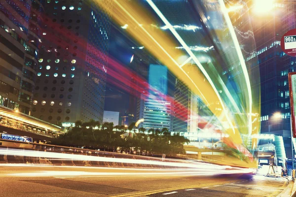 Traffic light trails in modern city