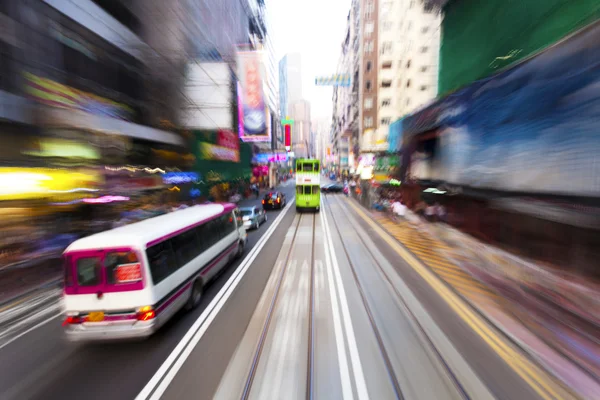 Traffic blur motions in modern city hong kong street — Stock Photo, Image