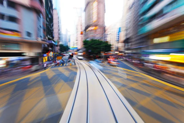 Traffic blur motions in modern city hong kong street — Stock Photo, Image