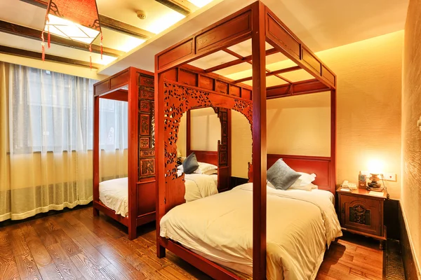 Retro dekore edilmiş ev yatak odası iç — Stok fotoğraf