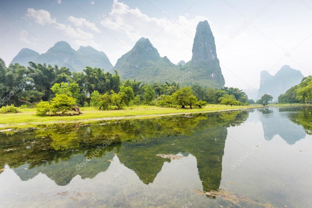 Sky, river and mountains in China