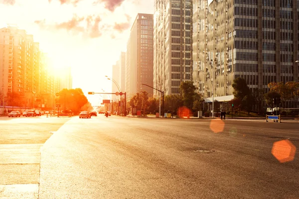 Skyline,urban road and office buildings — Stock Photo, Image