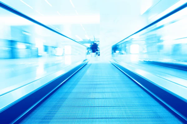 Moving flat escalator indoor — Stock Photo, Image