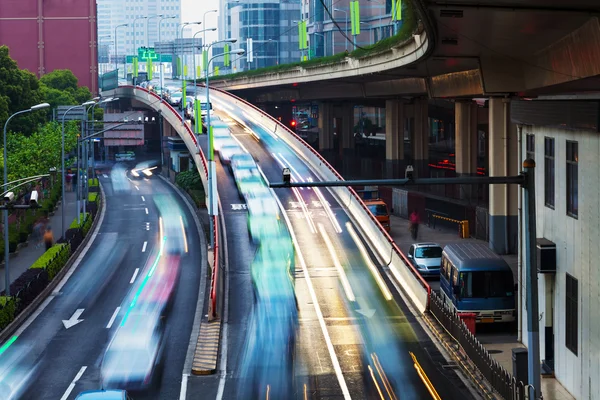 Crowed and fast traffic jams on expressway — Stock Photo, Image
