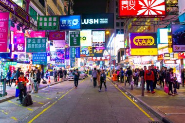 People travel in shopping street of Hong Kong clipart