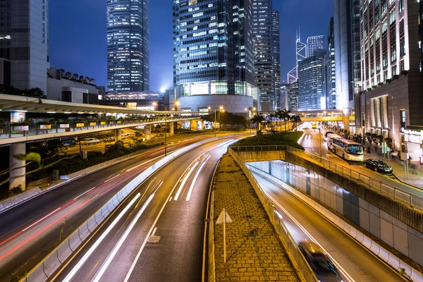 Busy traffic and office buildings. — Stock Photo, Image