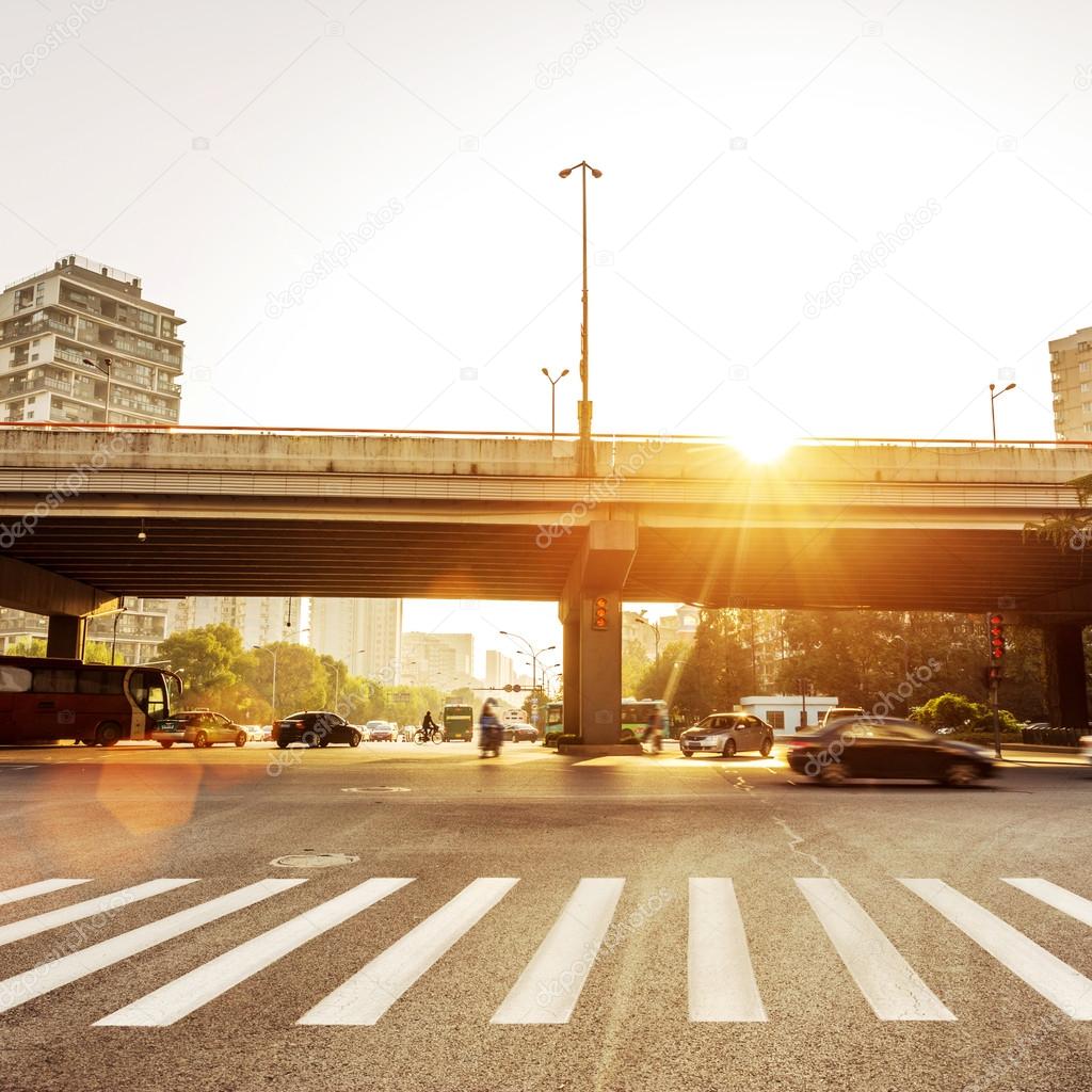 sunbeam on the urban road 