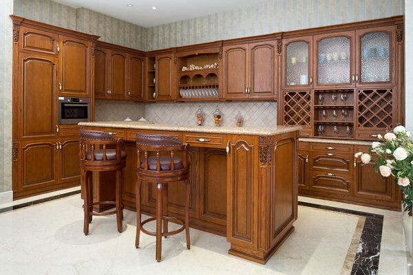 роскошный интерьер и отделка кухни
