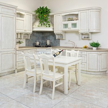 Modern kitchen interior and furnitures clipart