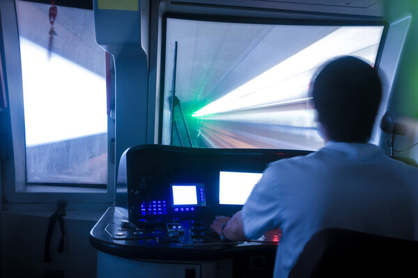 Поезд метро и водитель Стоковое Изображение