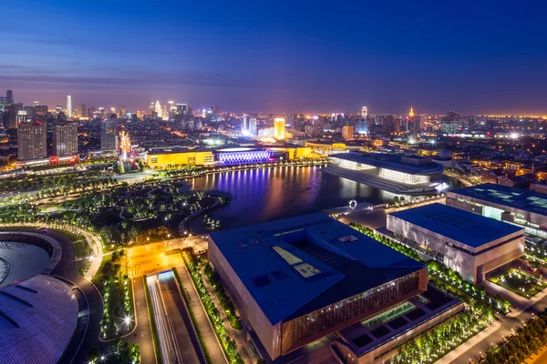 Illuminated skyline and cityscape — Stock Photo, Image